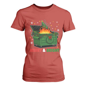 Funny Lil Dumpster Fire Christmas T Shirt For Women Merry And Bright Xmas Tree TS11 Red Print Your Wear