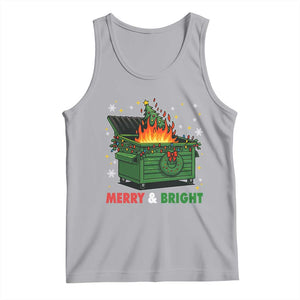 Funny Lil Dumpster Fire Christmas Tank Top Merry And Bright Xmas Tree TS11 Athletic Heather Print Your Wear