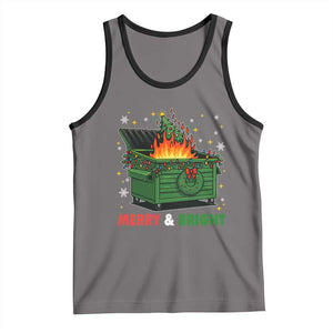 Funny Lil Dumpster Fire Christmas Tank Top Merry And Bright Xmas Tree TS11 Deep Heather Black Print Your Wear
