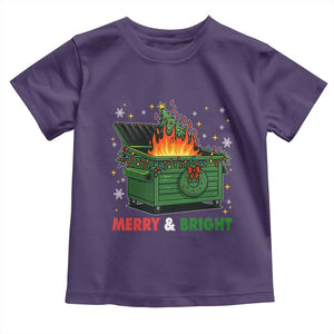 Funny Lil Dumpster Fire Christmas Toddler T Shirt Merry And Bright Xmas Tree TS11 Purple Print Your Wear