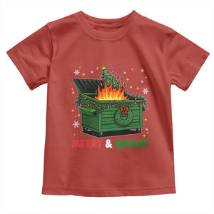 Funny Lil Dumpster Fire Christmas Toddler T Shirt Merry And Bright Xmas Tree TS11 Red Print Your Wear