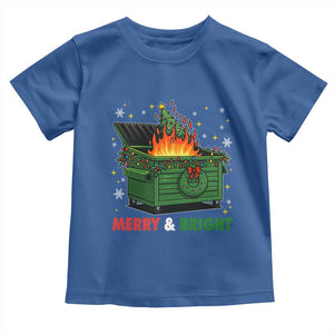 Funny Lil Dumpster Fire Christmas Toddler T Shirt Merry And Bright Xmas Tree TS11 Royal Blue Print Your Wear