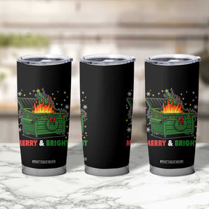 Funny Lil Dumpster Fire Christmas Tumbler Cup Merry And Bright Xmas Tree TS11 Print Your Wear