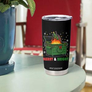 Funny Lil Dumpster Fire Christmas Tumbler Cup Merry And Bright Xmas Tree TS11 Print Your Wear