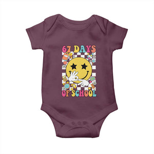 67 Days Of School Baby Onesie Six Seven Meme Student Teacher TS11 Maroon Print Your Wear
