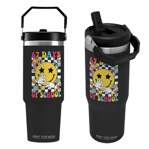67 Days Of School Flip Straw Tumbler Six Seven Meme Student Teacher TS11 One Size: 30 oz Black Print Your Wear
