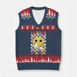 67 Days Of School V-Neck Knit Sweater Vest Six Seven Meme Student Teacher TS11 Navy Red Print Your Wear
