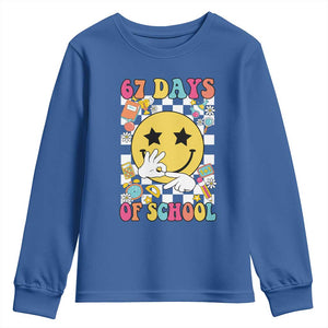 67 Days Of School Youth Sweatshirt Six Seven Meme Student Teacher TS11 Royal Blue Print Your Wear