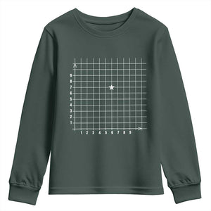Funny 67 Math Coordinates Youth Sweatshirt Teacher Student Six Seven Meme TS11 Dark Forest Green Print Your Wear