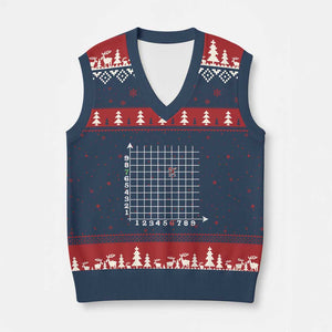 Funny 67 Math Coordinates Xmas V-Neck Knit Sweater Vest Dabbing Santa Teacher Student Six Seven Meme TS11 Navy Red Print Your Wear