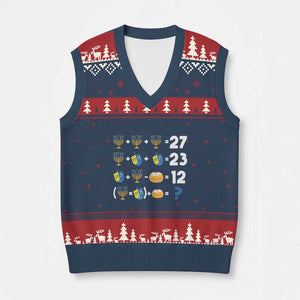 Funny Hanukkah 67 Math V-Neck Knit Sweater Vest Teacher Chanukah Six Seven Meme TS11 Navy Red Print Your Wear