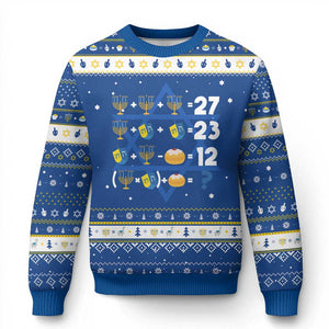 Funny Chanukah 67 Math Hanukkah Ugly Sweater Teacher Chanukah Six Seven Meme TS11 Blue White Print Your Wear