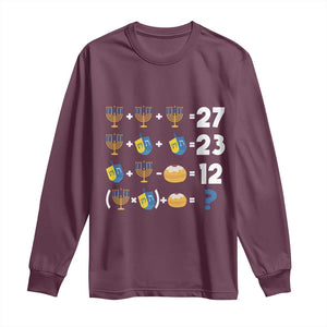 Funny Hanukkah 67 Math Long Sleeve Shirt Teacher Chanukah Six Seven Meme TS11 Maroon Print Your Wear