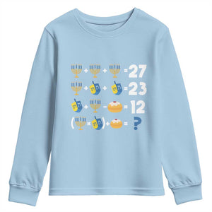 Funny Hanukkah 67 Math Youth Sweatshirt Teacher Chanukah Six Seven Meme TS11 Light Blue Print Your Wear