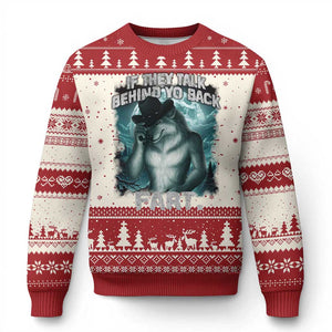 Funny If They Talk Behind Your Back Fart Ugly Christmas Sweater Alpha Wolf Oddly Specific Meme TS11 Red Print Your Wear