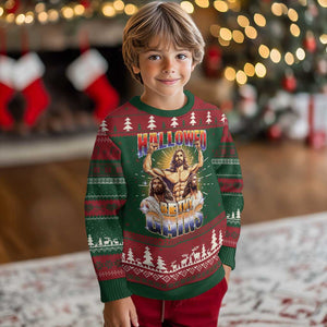 Funny Muscle Jesus Workout Ugly Christmas Sweater Hallowed Be Thy Gains Weightlifting Humor TS11 Christmas Print Your Wear