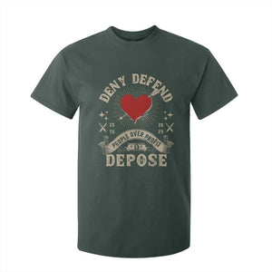 Deny Defend Depose People Over Profit T Shirt For Kid Vintage Heart Bullet TS11 Dark Forest Green Print Your Wear
