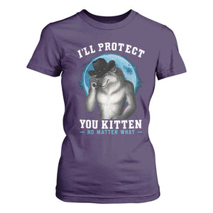 Funny I'll Protect You Kitten No Matter What T Shirt For Women Alpha Wolf Oddly Specific Meme TS11 Purple Print Your Wear