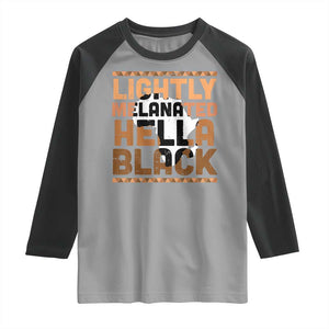 Lightly Melanated Hella Black Raglan Shirt Melanin African Pride Map Black History TS11 Sport Gray Black Print Your Wear