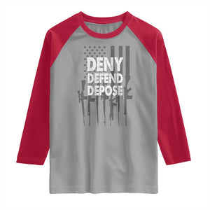 Deny Defend Depose Raglan Shirt Vintage Gun American Flag TS11 Sport Gray Red Print Your Wear