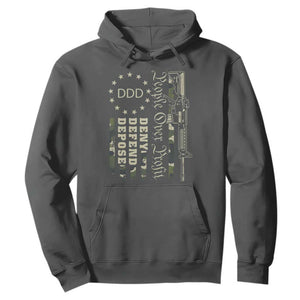 People Over Profit Deny Defend Depose Hoodie Gun Camo Betsy Ross Flag 2024 TS11 Dark Heather Print Your Wear