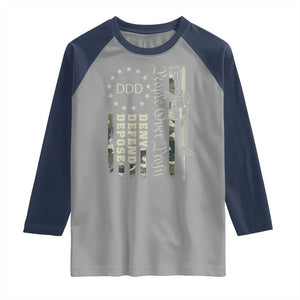 People Over Profit Deny Defend Depose Raglan Shirt Gun Camo Betsy Ross Flag 2024 TS11 Sport Gray Navy Print Your Wear