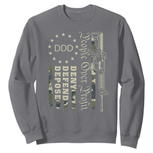 People Over Profit Deny Defend Depose Sweatshirt Gun Camo Betsy Ross Flag 2024 TS11 Charcoal Print Your Wear