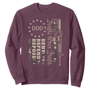 People Over Profit Deny Defend Depose Sweatshirt Gun Camo Betsy Ross Flag 2024 TS11 Maroon Print Your Wear