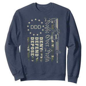 People Over Profit Deny Defend Depose Sweatshirt Gun Camo Betsy Ross Flag 2024 TS11 Navy Print Your Wear