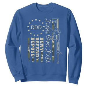People Over Profit Deny Defend Depose Sweatshirt Gun Camo Betsy Ross Flag 2024 TS11 Royal Blue Print Your Wear