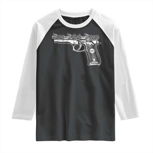 Deny Defend Depose Raglan Shirt Vintage Gun 2024 TS11 Black White Print Your Wear