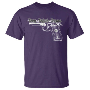 Deny Defend Depose T Shirt Vintage Gun 2024 TS11 Purple Print Your Wear