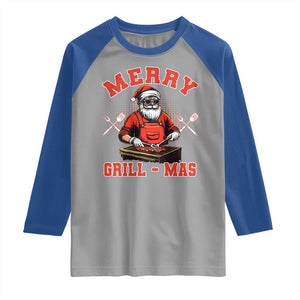 Funny Christmas Grilling Santa Raglan Shirt Merry Grill-Mas BBQ TS11 Sport Gray Royal Print Your Wear