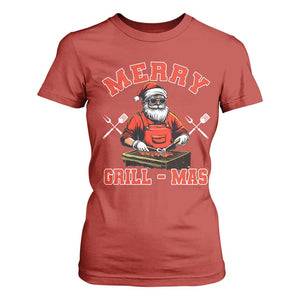 Funny Christmas Grilling Santa T Shirt For Women Merry Grill-Mas BBQ TS11 Red Print Your Wear