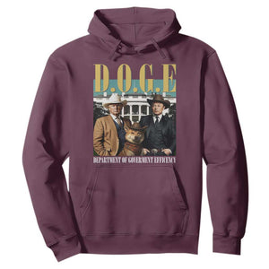 Funny Trump Musk DOGE Hoodie Department Of Government Efficiency Shiba Inu TS11 Maroon Print Your Wear