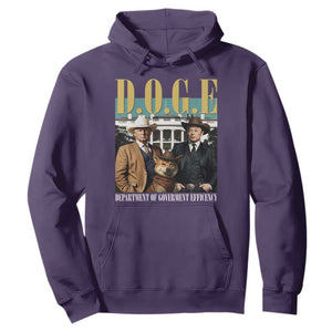 Funny Trump Musk DOGE Hoodie Department Of Government Efficiency Shiba Inu TS11 Purple Print Your Wear