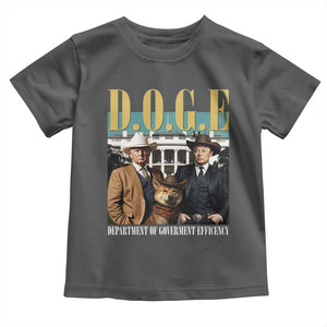 Funny Trump Musk DOGE Toddler T Shirt Department Of Government Efficiency Shiba Inu TS11 Dark Heather Print Your Wear