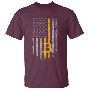 Funny Bitcoin BTC Crypto Cryptocurrency Trader American Flag T Shirt TS11 Maroon Print Your Wear
