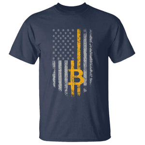 Funny Bitcoin BTC Crypto Cryptocurrency Trader American Flag T Shirt TS11 Navy Print Your Wear