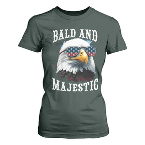 Funny Eagle Bald And Majestic T Shirt For Women American Flag Sunglasses Eagle TS11 Dark Forest Green Print Your Wear