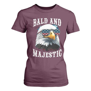 Funny Eagle Bald And Majestic T Shirt For Women American Flag Sunglasses Eagle TS11 Maroon Print Your Wear