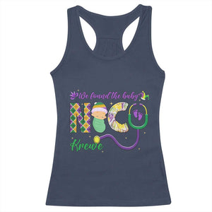 Funny NICU Mardi Gras Racerback Tank Top We Found The Baby NICU Krewe King Cake TS11 Navy Print Your Wear