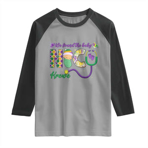 Funny NICU Mardi Gras Raglan Shirt We Found The Baby NICU Krewe King Cake TS11 Sport Gray Black Print Your Wear