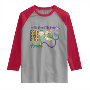 Funny NICU Mardi Gras Raglan Shirt We Found The Baby NICU Krewe King Cake TS11 Sport Gray Red Print Your Wear