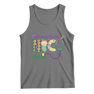 Funny NICU Mardi Gras Tank Top We Found The Baby NICU Krewe King Cake TS11 Black Heather Print Your Wear
