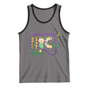 Funny NICU Mardi Gras Tank Top We Found The Baby NICU Krewe King Cake TS11 Deep Heather Black Print Your Wear