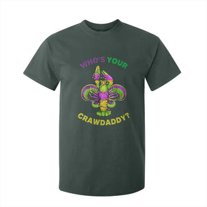 Funny Who's Your Crawdaddy T Shirt For Kid Vintage Crawfish Beads Fleur De Lis Mardi Gras TS11 Dark Forest Green Print Your Wear