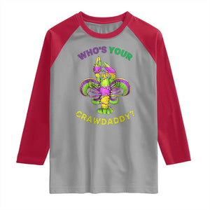 Funny Who's Your Crawdaddy Raglan Shirt Vintage Crawfish Beads Fleur De Lis Mardi Gras TS11 Sport Gray Red Print Your Wear