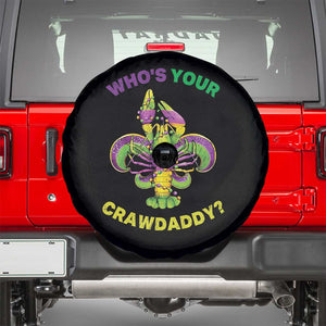 Funny Who's Your Crawdaddy Spare Tire Cover Vintage Crawfish Beads Fleur De Lis Mardi Gras TS11 Black Print Your Wear