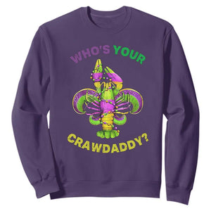 Funny Who's Your Crawdaddy Sweatshirt Vintage Crawfish Beads Fleur De Lis Mardi Gras TS11 Purple Print Your Wear